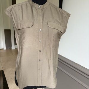 Banana Republic Factory Sleeveless Tan Button Down Shirt